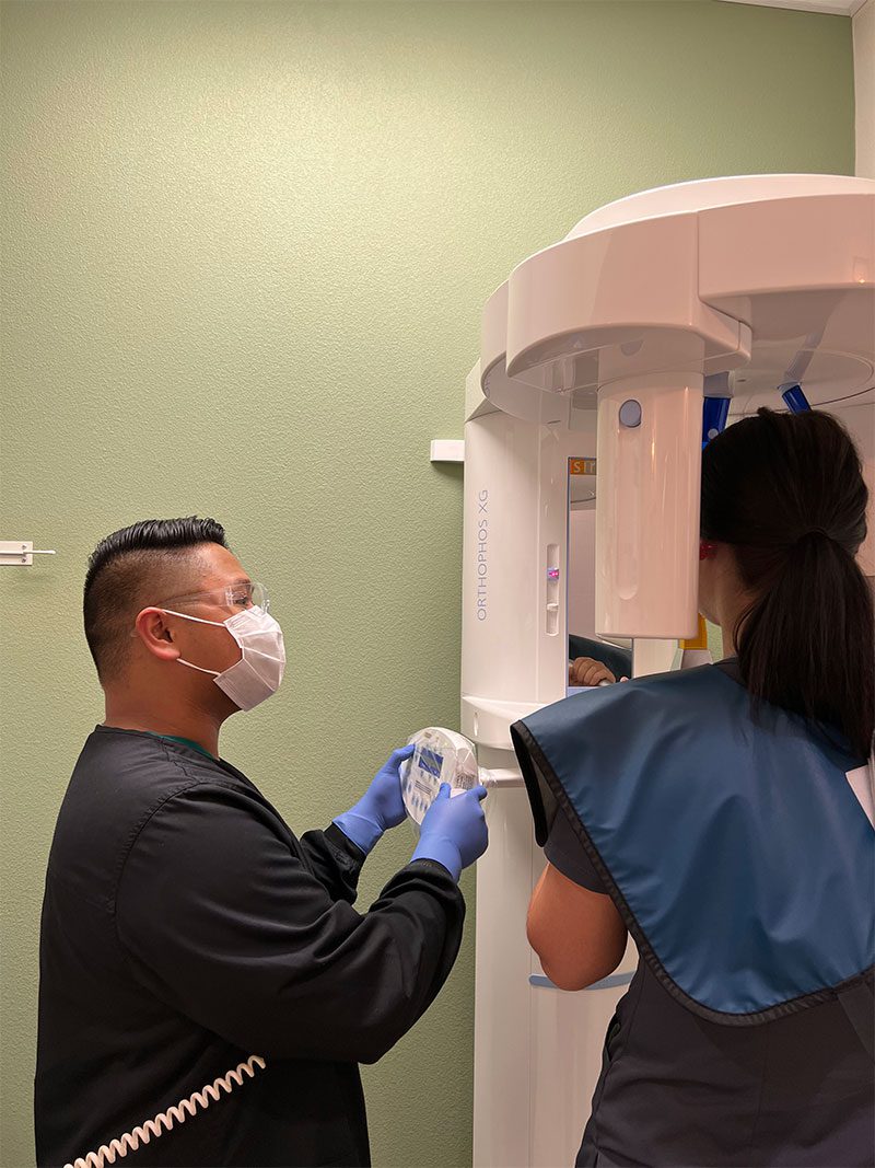 Garden Valley Tyler operates the dental x-ray machine