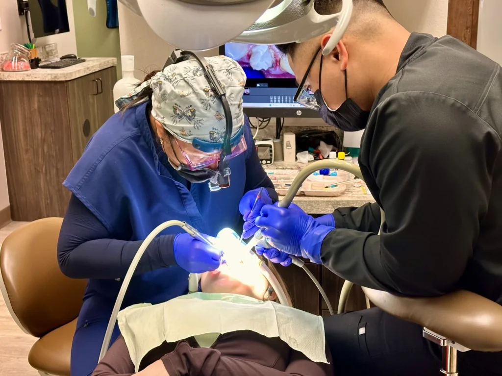 Garden Valley Dentistry dental team providing patient care in Roanoke, TX